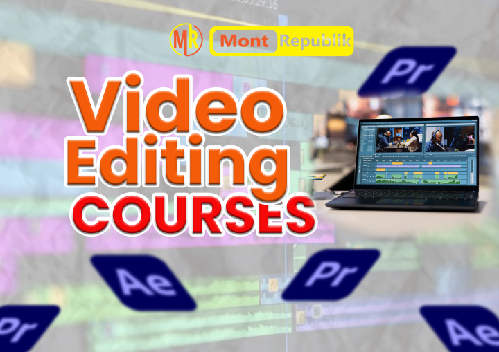 Video editing timeline on laptop